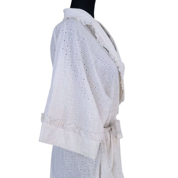 Miss Elaine Full Length White Eyelet Lace Robe Intimates Size L - Picture 4 of 9
